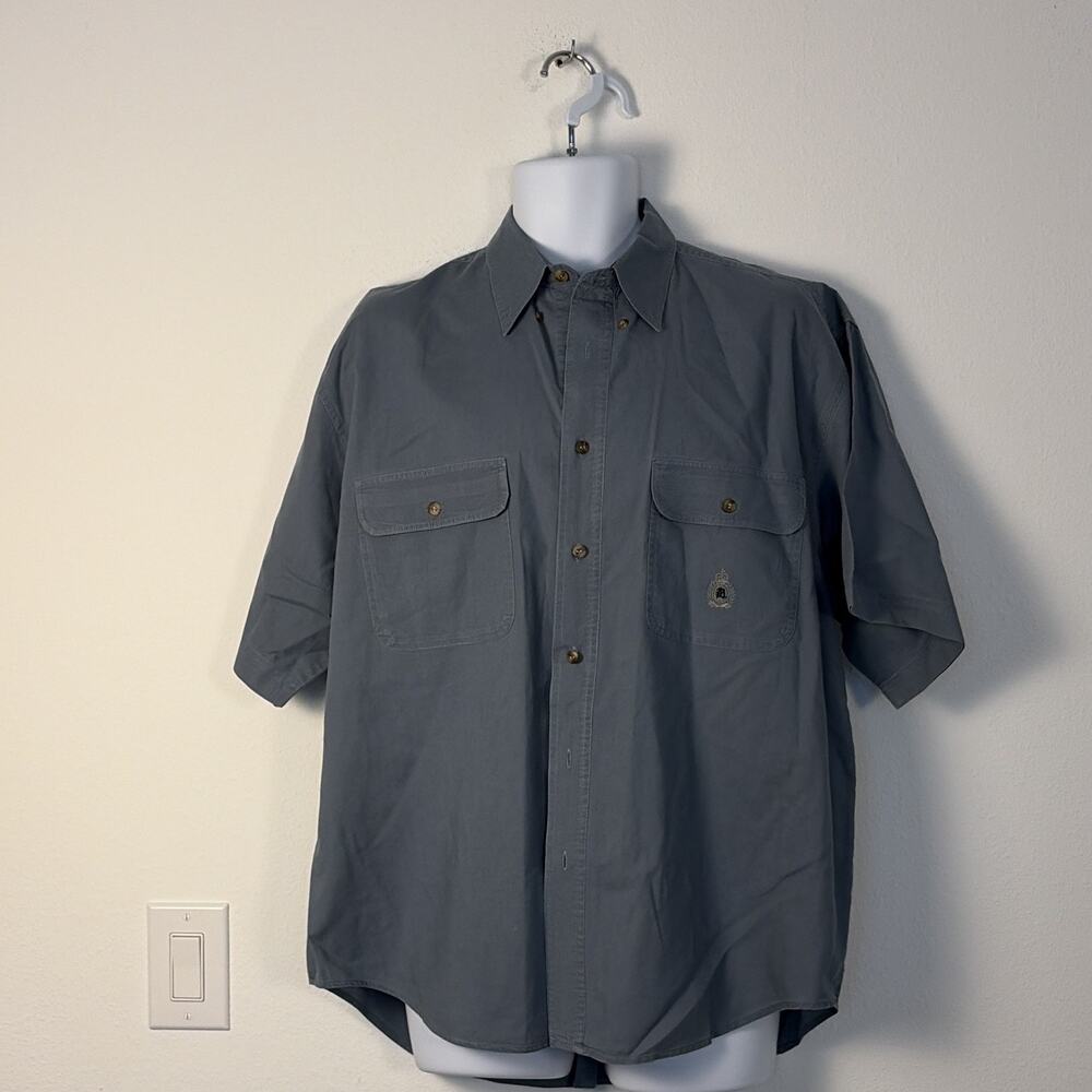 Bugle Boy Company Men’s L light Gray,Cotton Blend Button-Up SS Pocket Shirt
